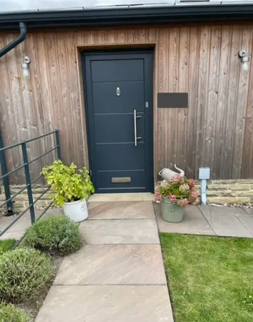 Front door and stone path before planting